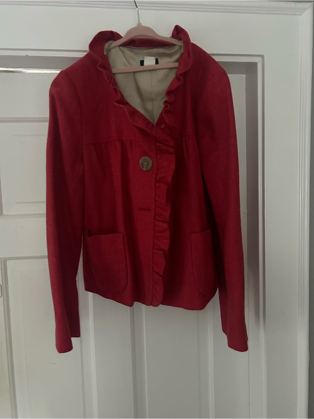 J. Crew Women's Dark Pink Ruffle-Trim Jacket